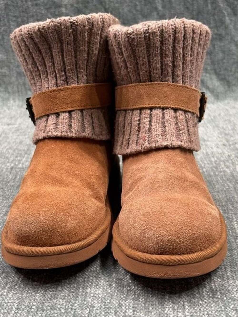 UGG Australia Cambridge Boots Size 6 Chestnut Suede Knit Cuff